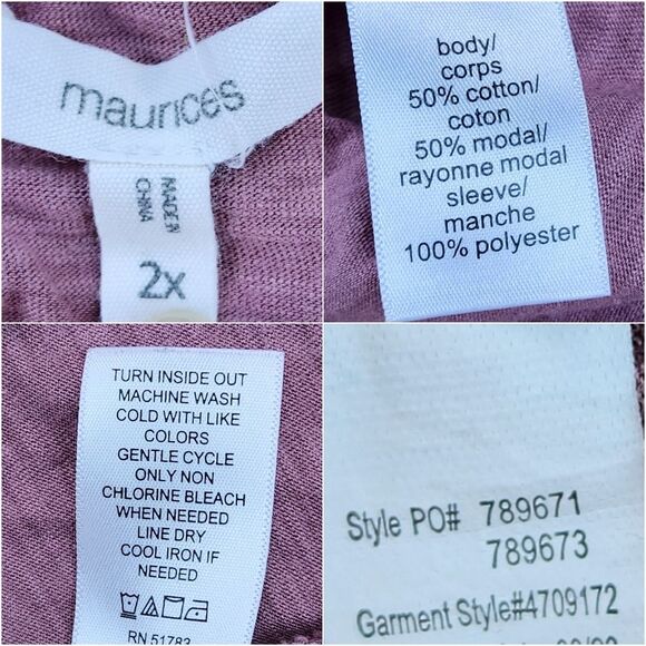 💇‍♀️Maurices Mauve Swiss Dotted Puff Sleeve Top Size 2X - Picture 10 of 10